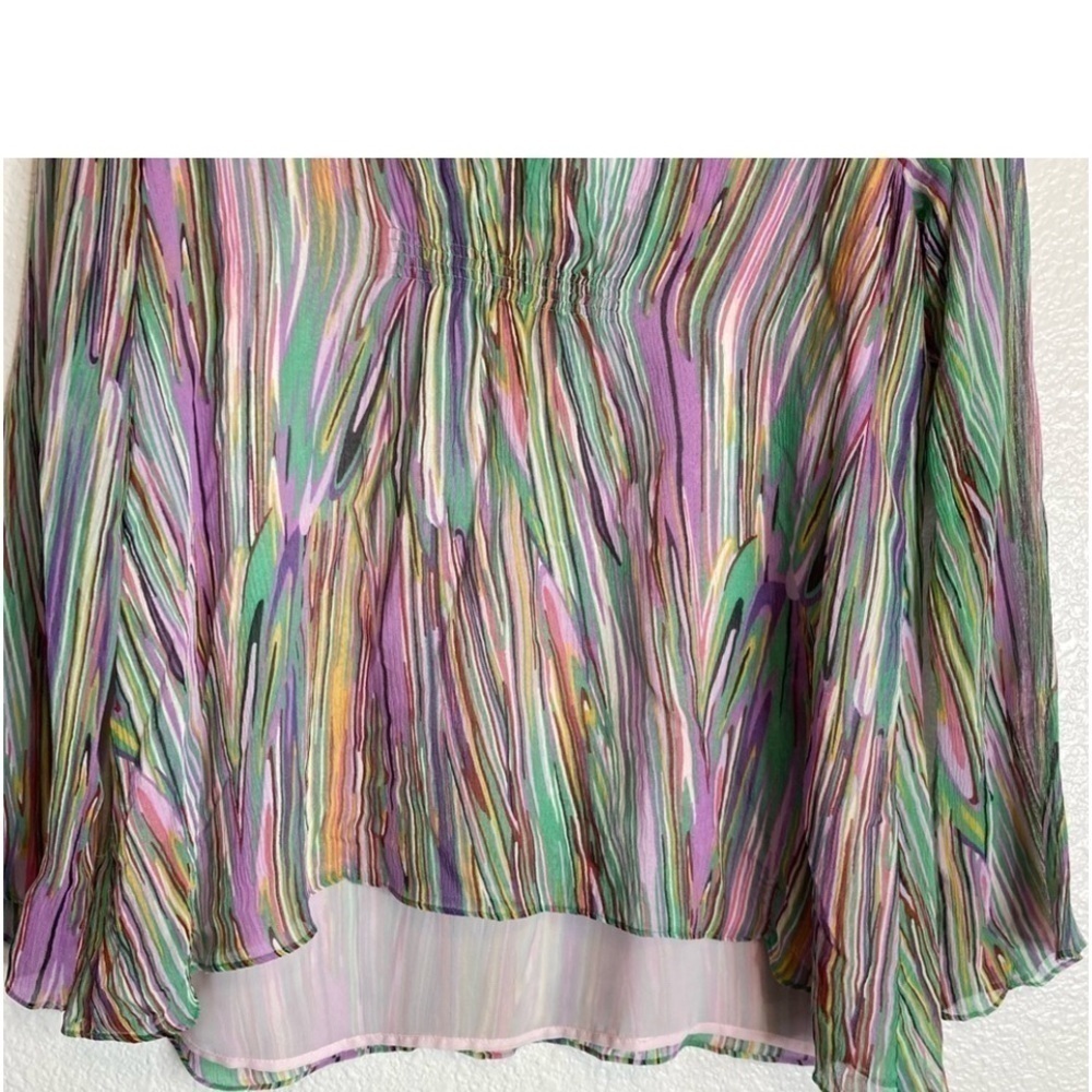Sundance Multistripe V-Neck Long Sleeve Blouse in Pastel Hues - Picture 7 of 9